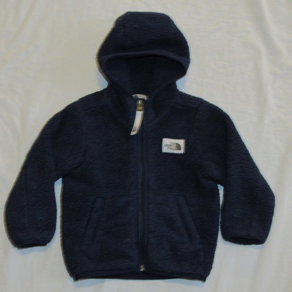The North Face Blue Deep Pile Fleece Full Zip Hoodie Jacket Toddler sz 3T READ